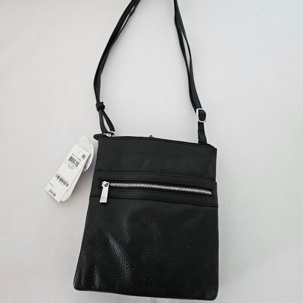 Giani Bernini Triple-Zip Pebble Leather Dasher Crossbody